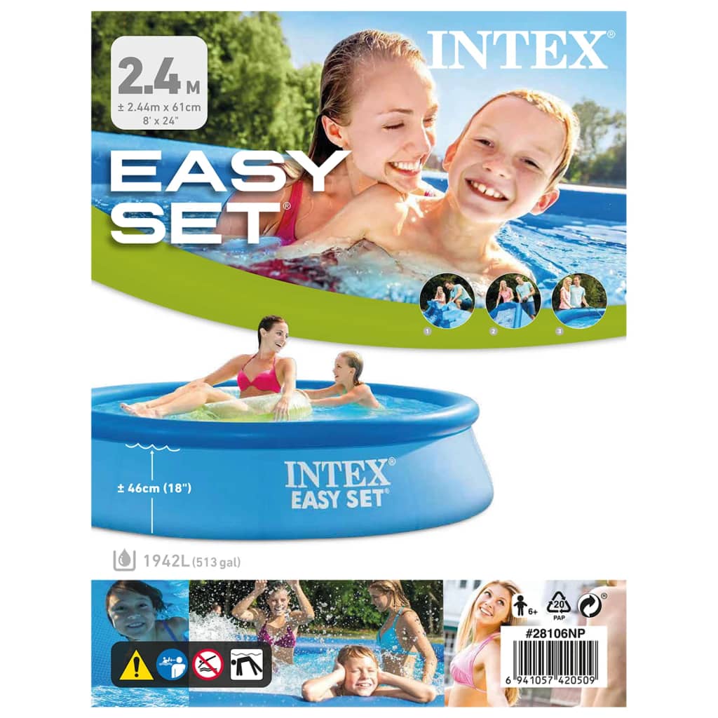 Intex Svømmebasseng Easy Set 244x61 cm PVC