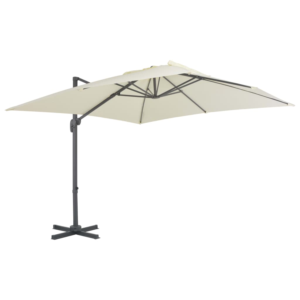 vidaXL Utendørs parasoll med bærbar base sand