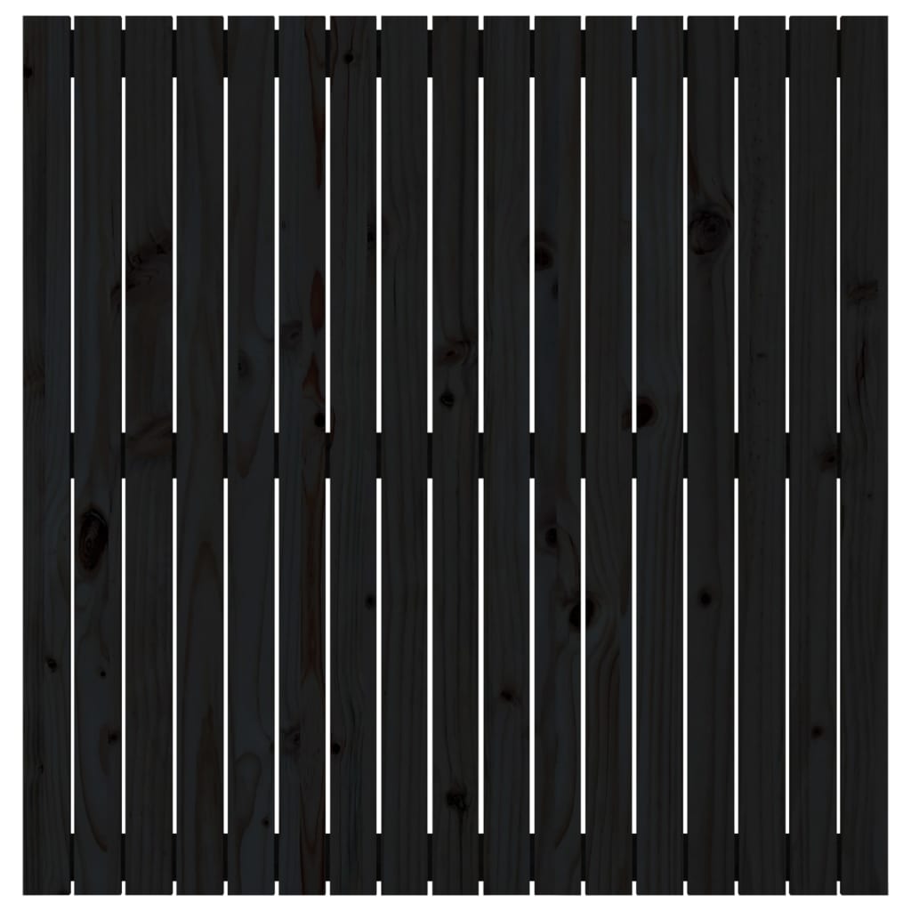 vidaXL Veggmontert sengegavl svart 108x3x110 cm heltre furu