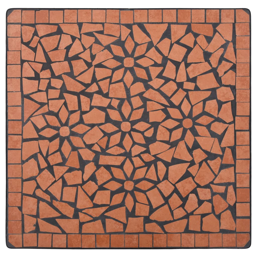 vidaXL Mosaikkbistrosett med keramikkfliser 3 deler terrakotta