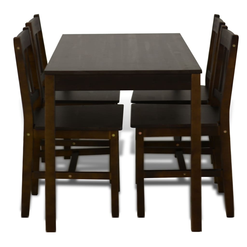 Spisebord med 4 stoler brun