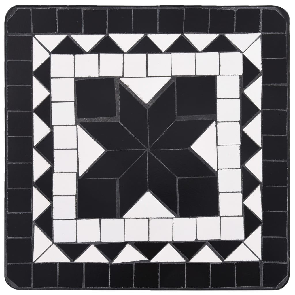 vidaXL Sidebord med mosaikkmønster svart og hvit keramikk