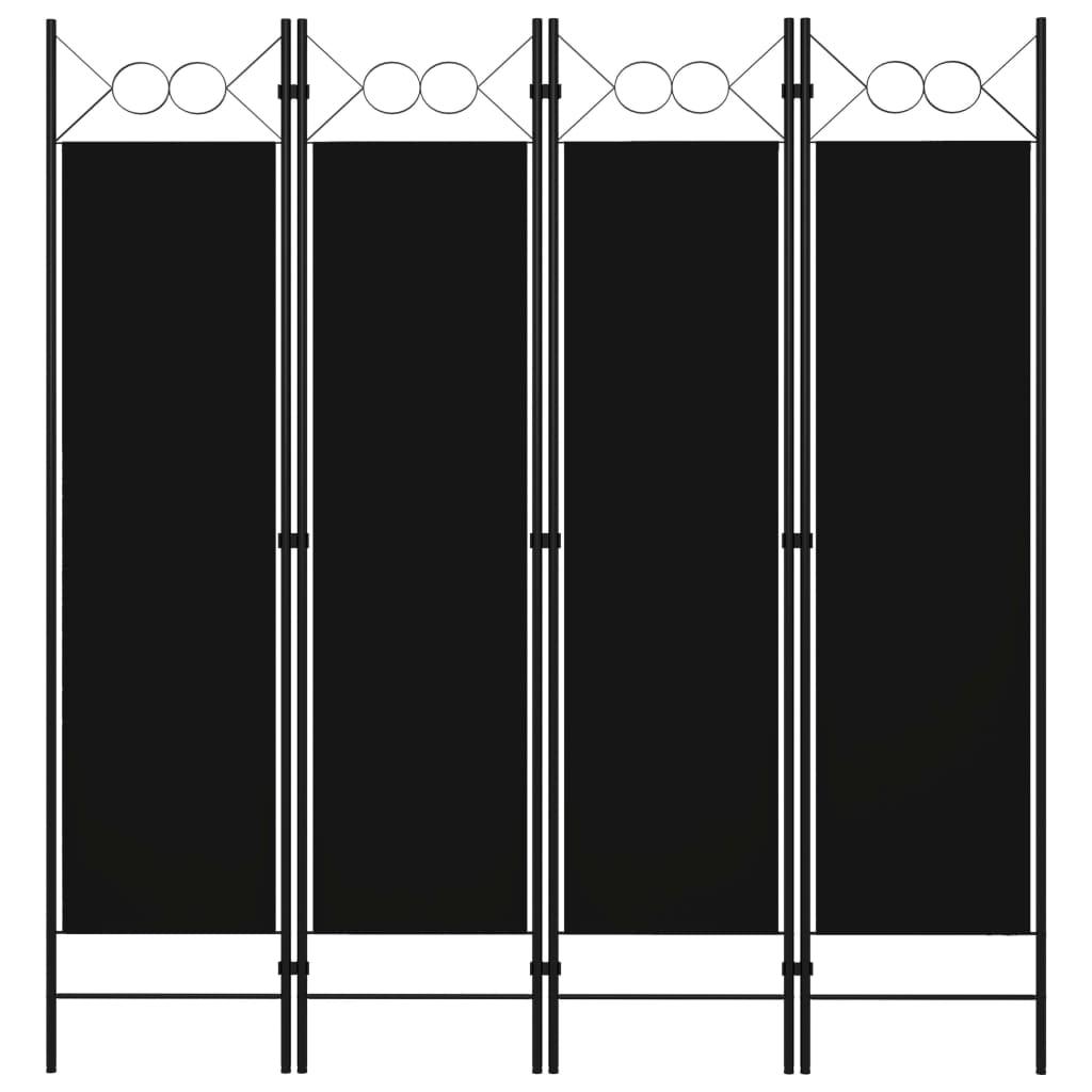 vidaXL Romdeler 4 paneler svart 160x180 cm