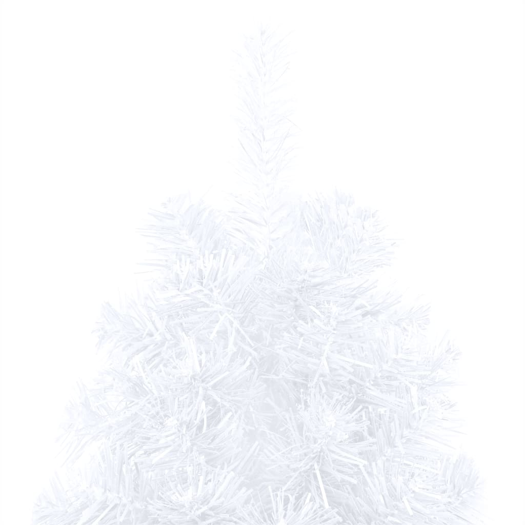 vidaXL Forhåndsbelyst kunstig halvt juletre med stativ hvit 210 cm PVC