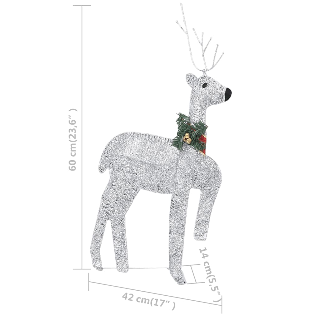 vidaXL Reinsdyr og slede julepynt 100 lysdioder utendørs sølv