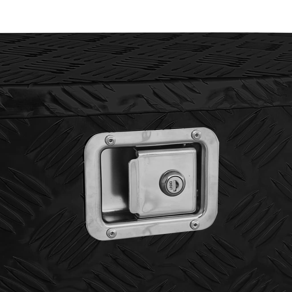 vidaXL Aluminiumskasse 70x24x42 cm trapesformet svart