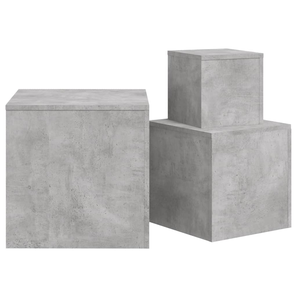 vidaXL Sidebord 3 stk betonggrå sponplate