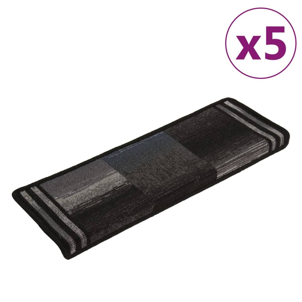 vidaXL Selvklebende trappematter 5 stk 65x25 cm svart og grå