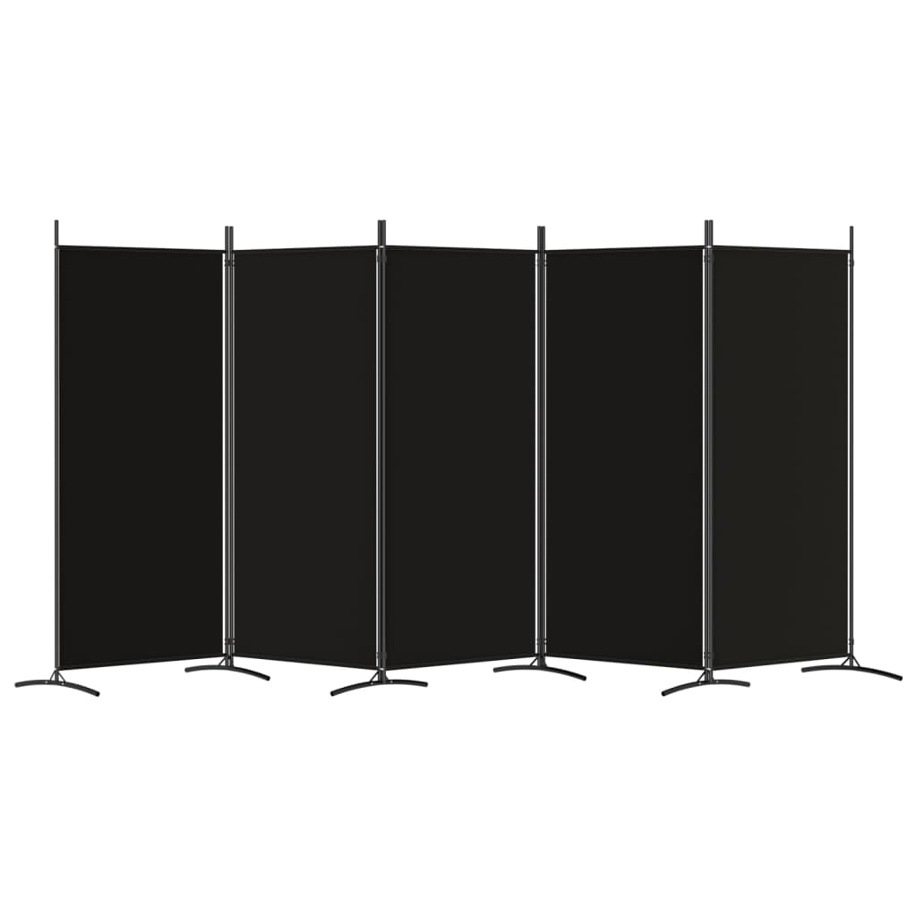 vidaXL Romdeler med 5 paneler svart 433x180 cm stoff