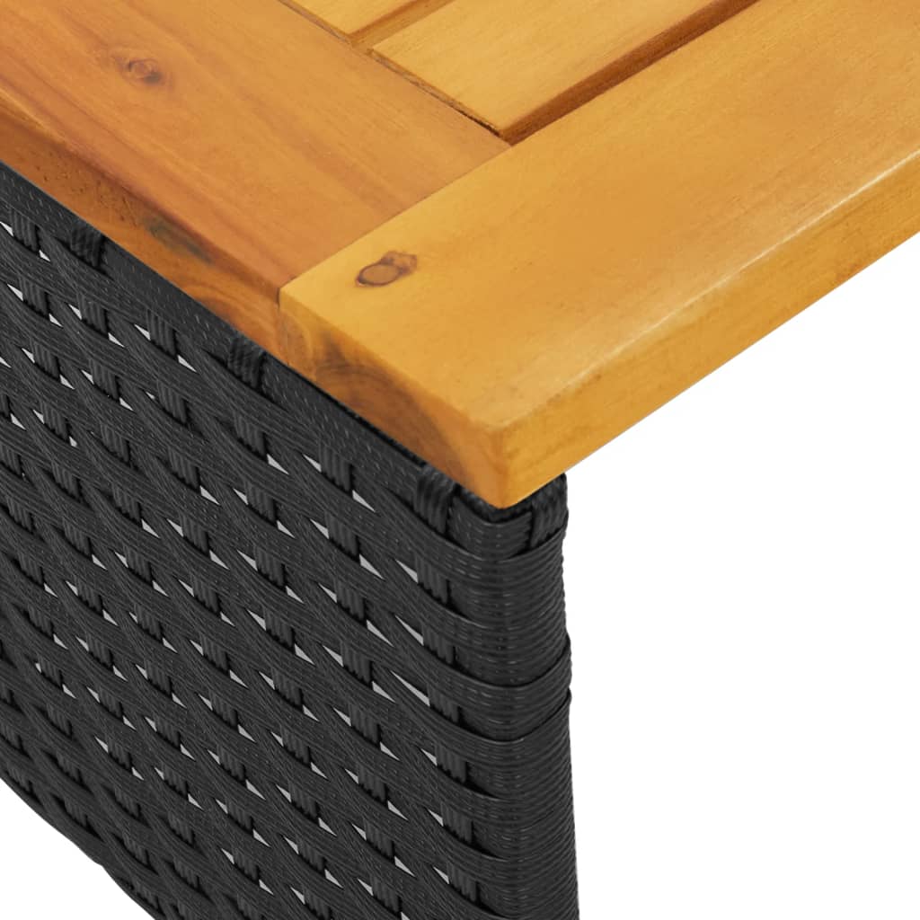 vidaXL Hagesofa med bord og puter L-formet svart polyrotting