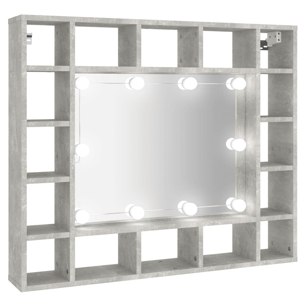 vidaXL Speilskap med LED betonggrå 91x15x76,5 cm