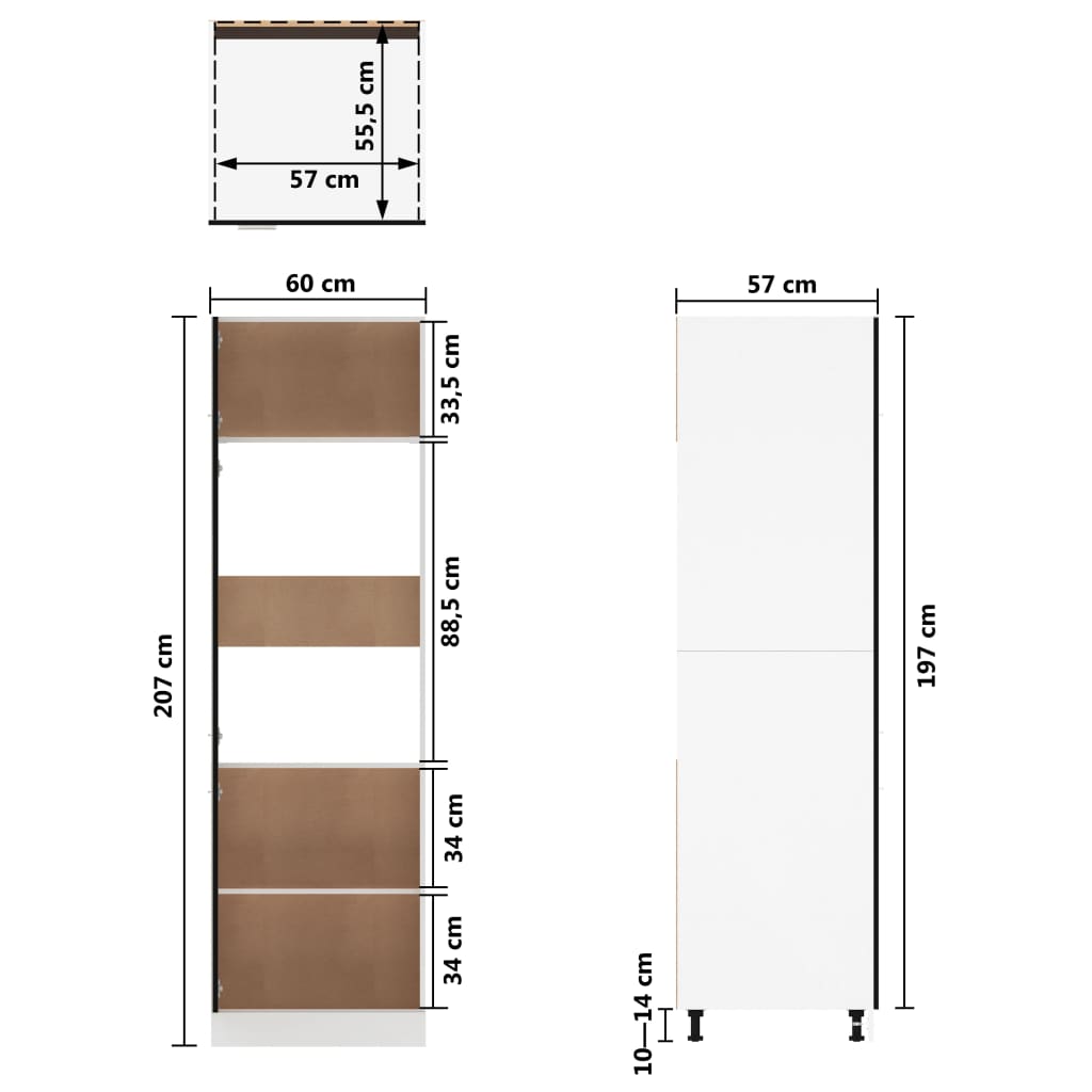 vidaXL Skap for kjøkkenskap svart 60x57x207 cm sponplate