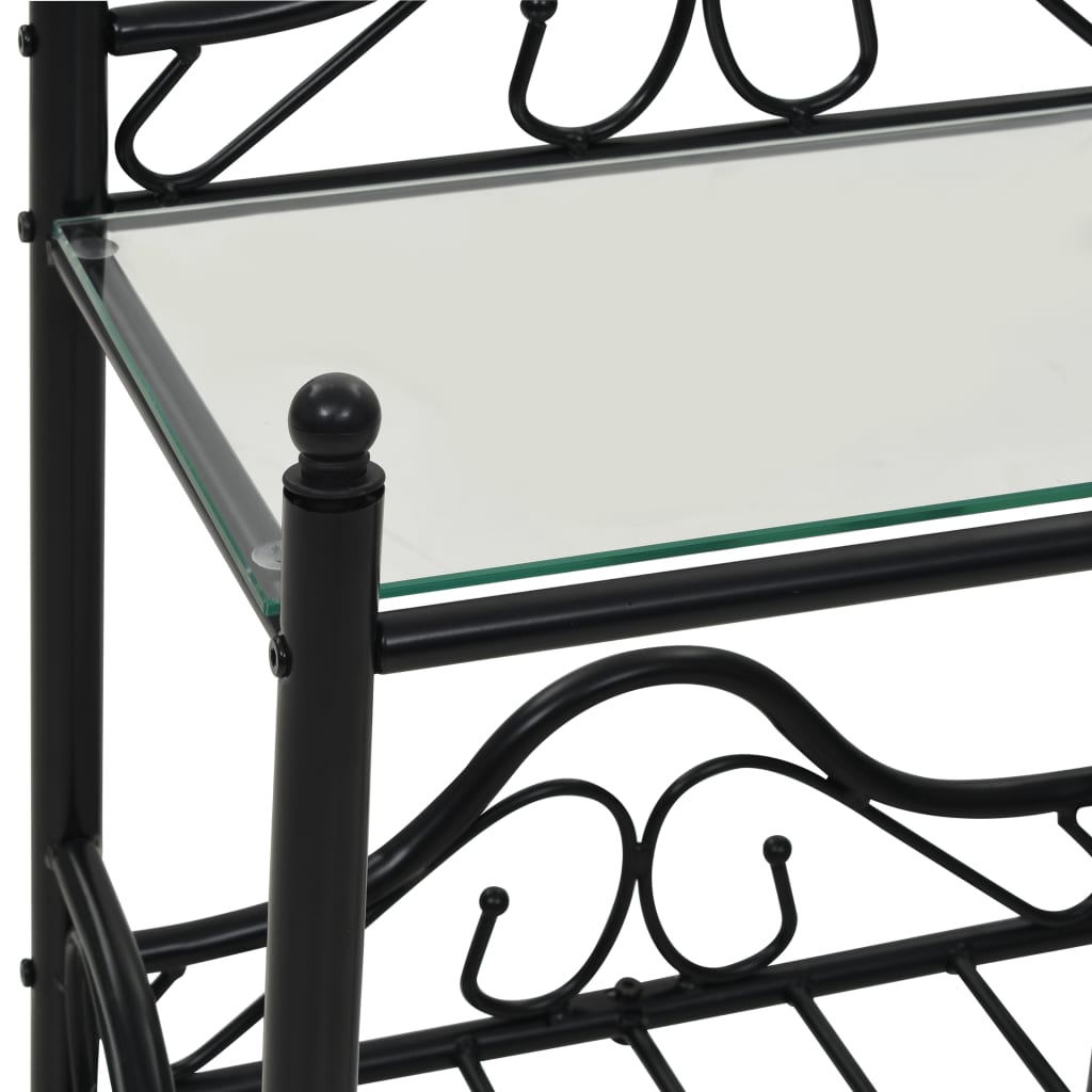 vidaXL Nattbord 2 stk stål og herdet glass 45x30,5x60 cm svart