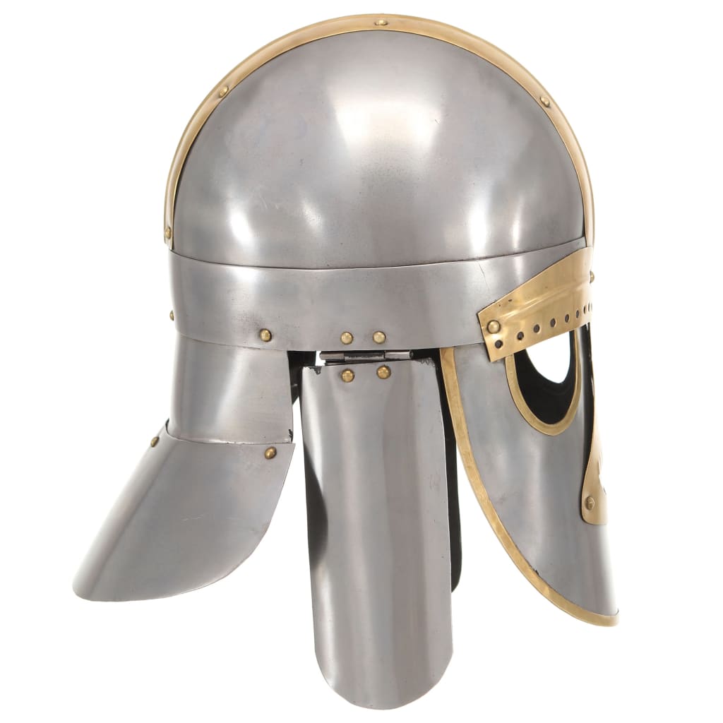 vidaXL Middelaldersk hjelm antikk replikk LARP sølv stål