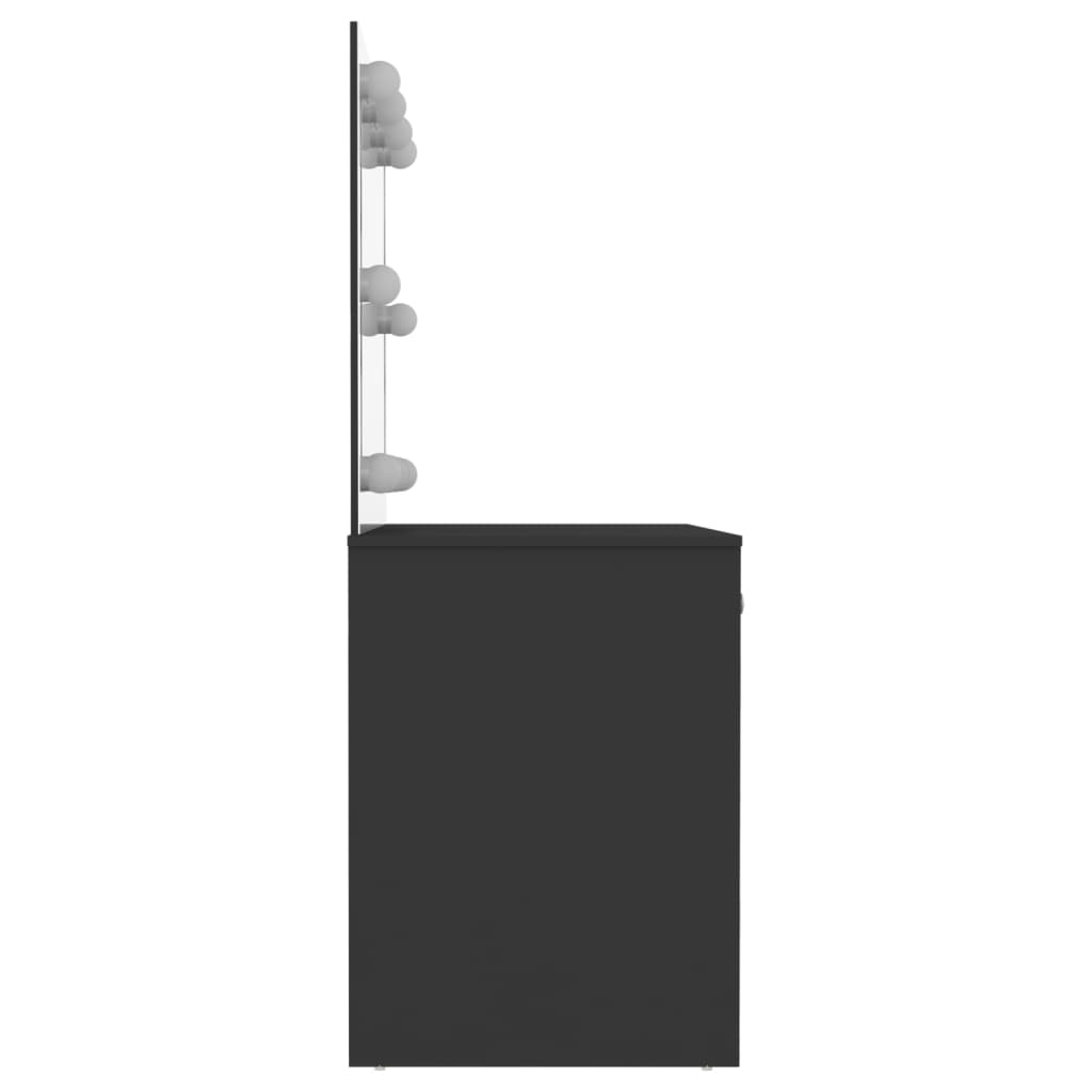 vidaXL Sminkebord med LED-lys 110x55x145 cm MDF svart