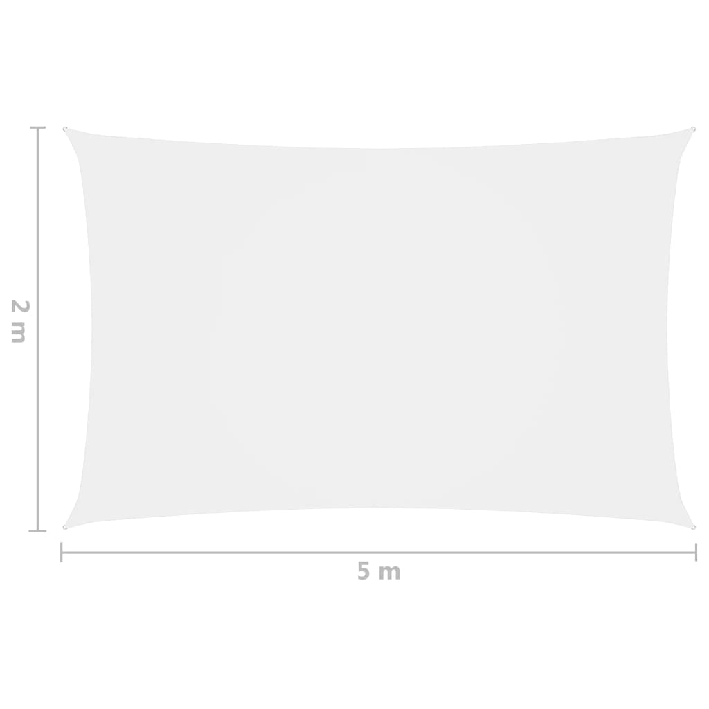 vidaXL Solseil oxfordstoff rektangulær 2x5 m hvit