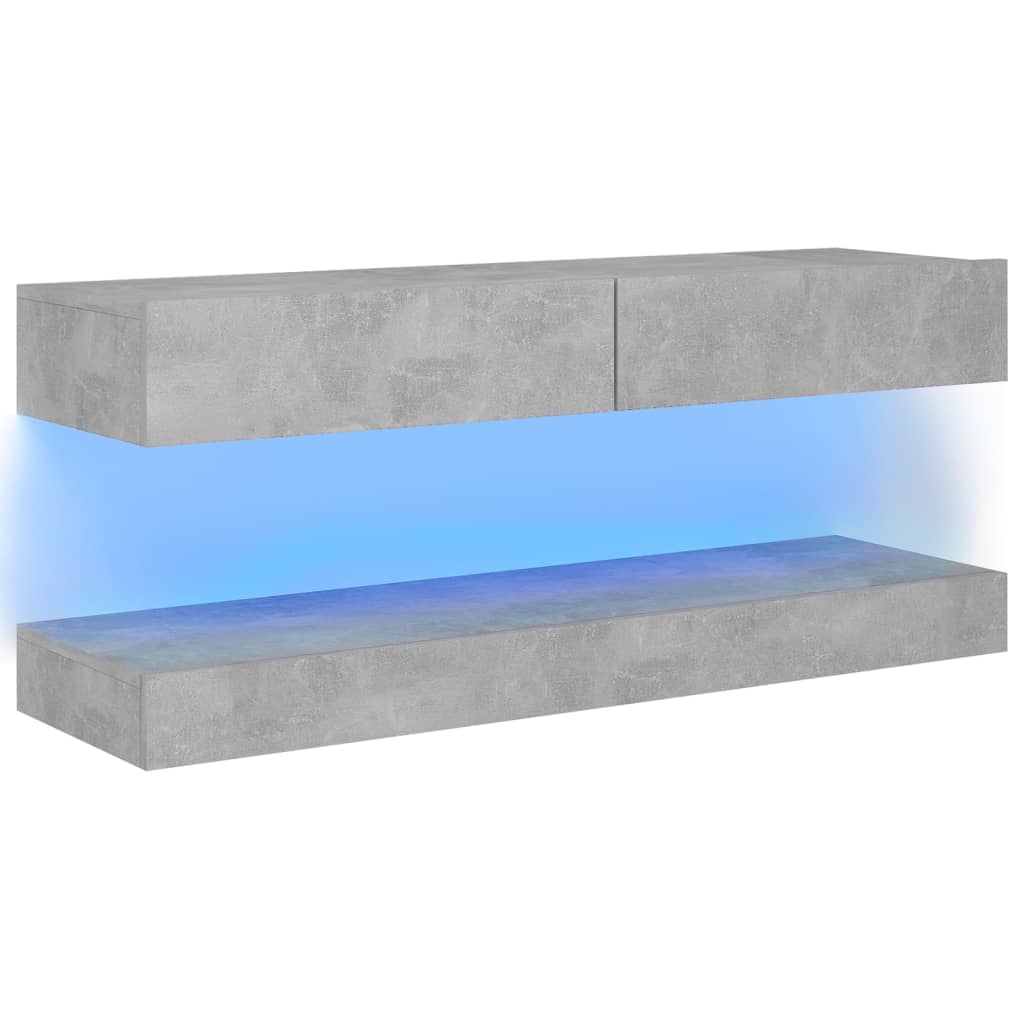 vidaXL TV-benk med LED-lys betonggrå 120x35 cm
