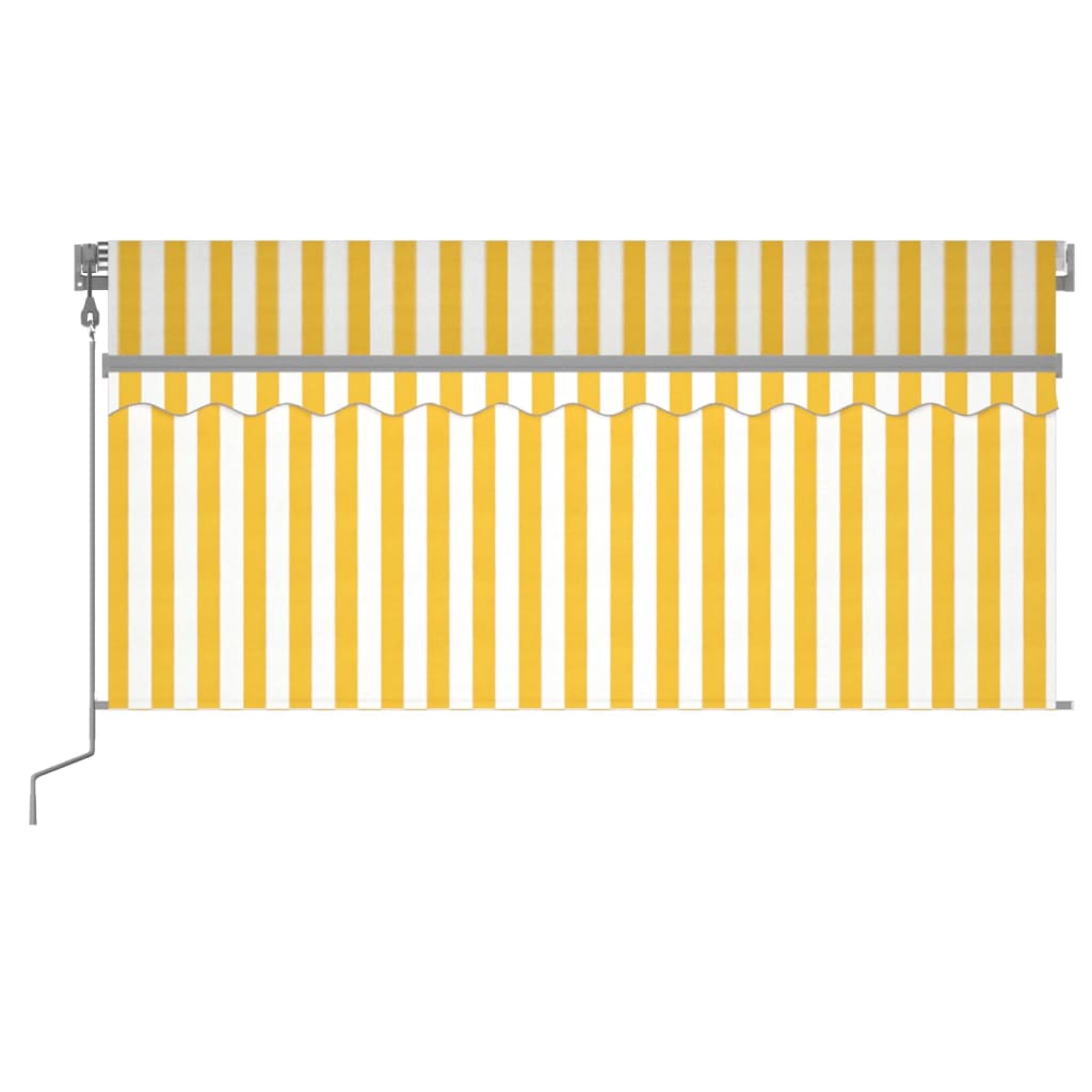 vidaXL Automatisk uttrekkbar markise med rullegardin 3x2,5 m gul hvit