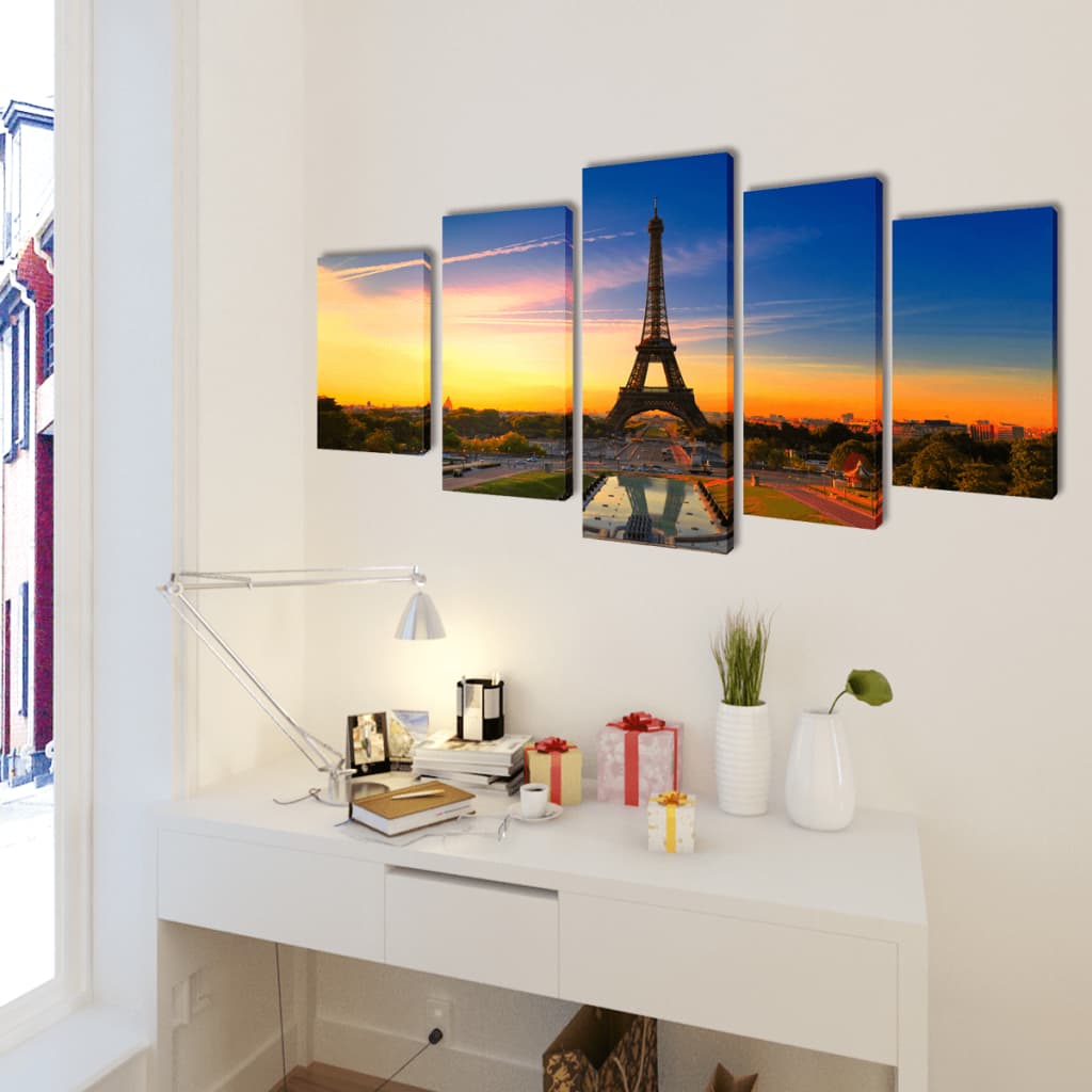 Kanvas Flerdelt Veggdekorasjon Eiffel Tower 200 x 100 cm