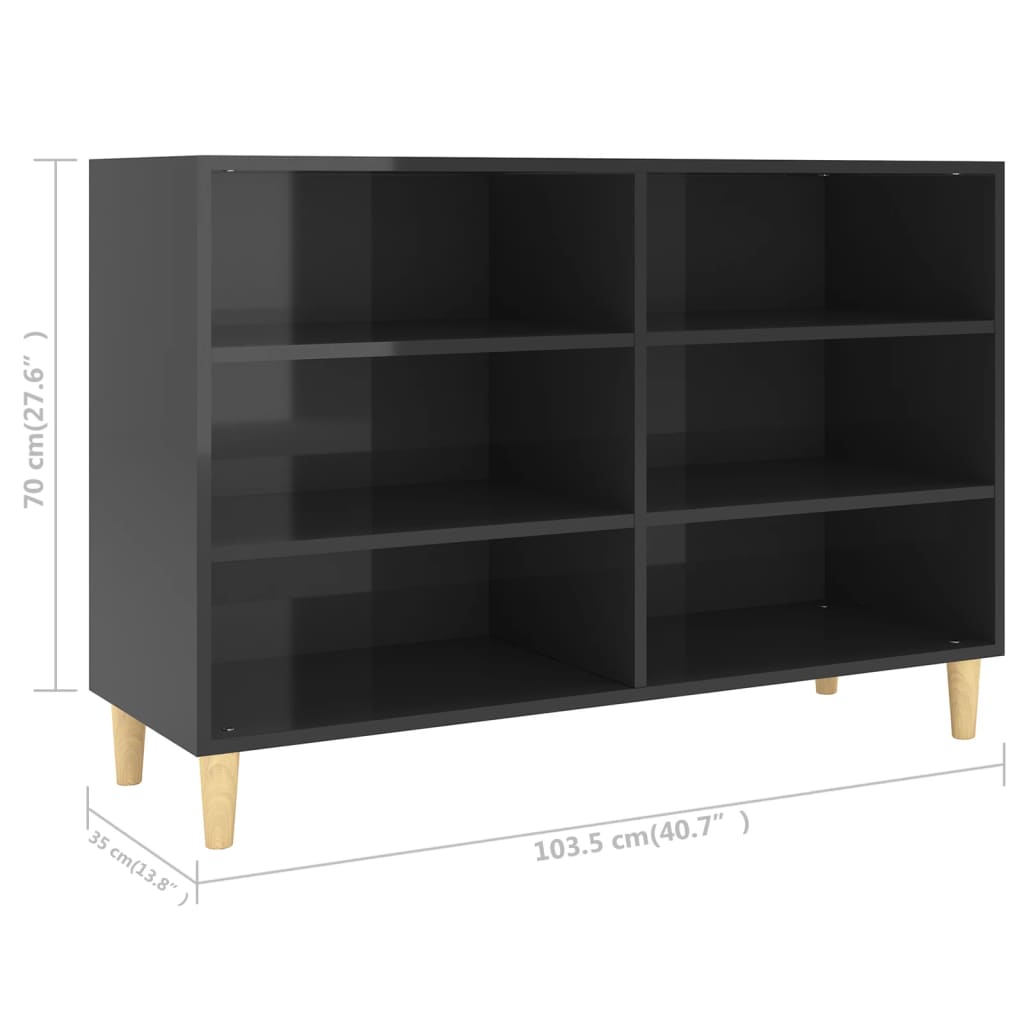 vidaXL Skjenk høyglans svart 103,5x35x70 cm sponplate
