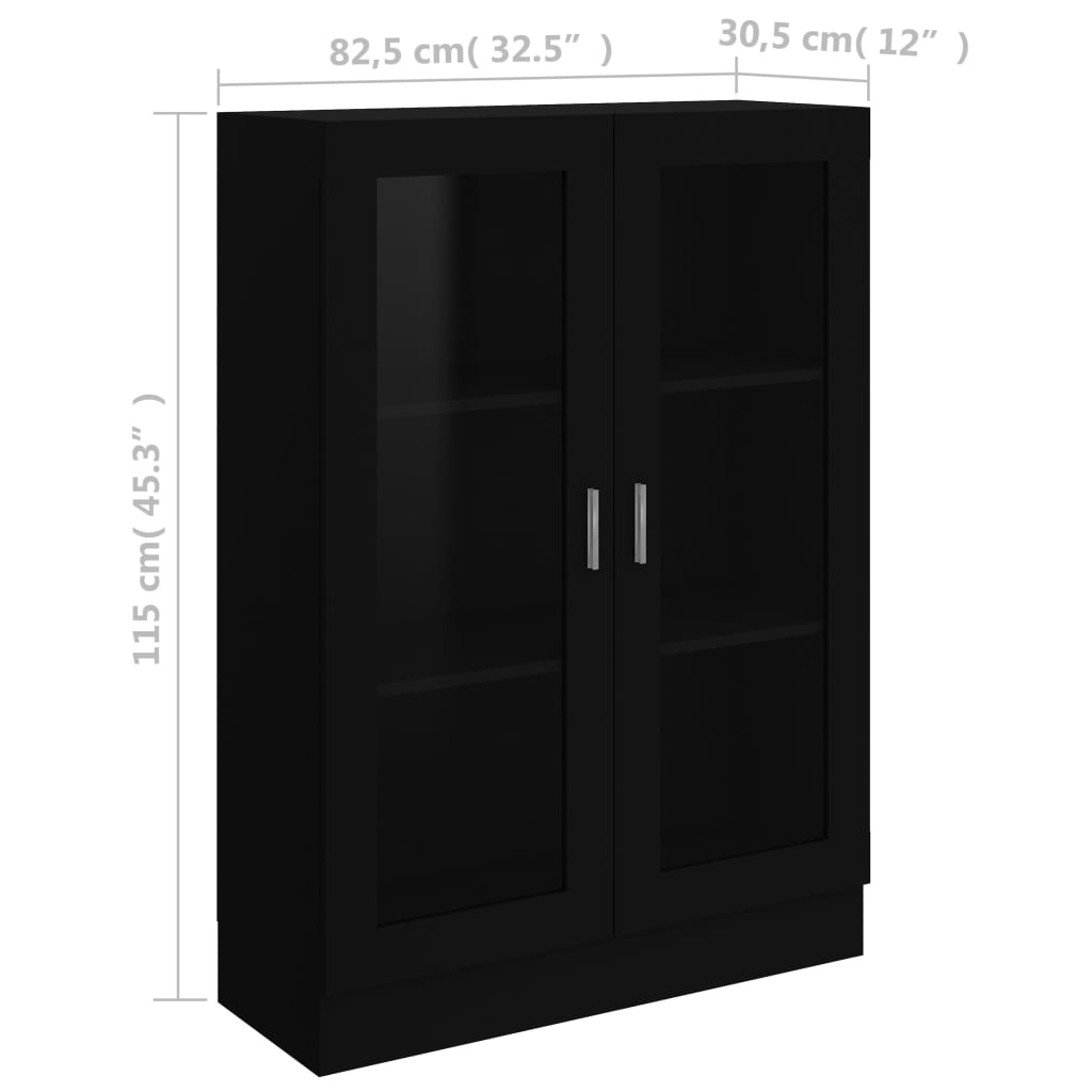 vidaXL Vitrineskap svart 82,5x30,5x115 cm sponplate