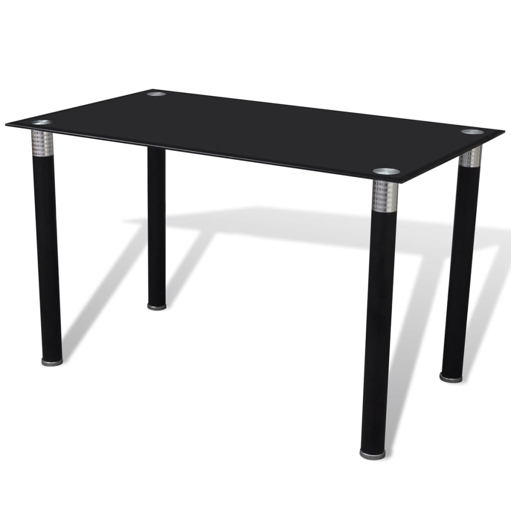 vidaXL Spisebord med glassplate svart
