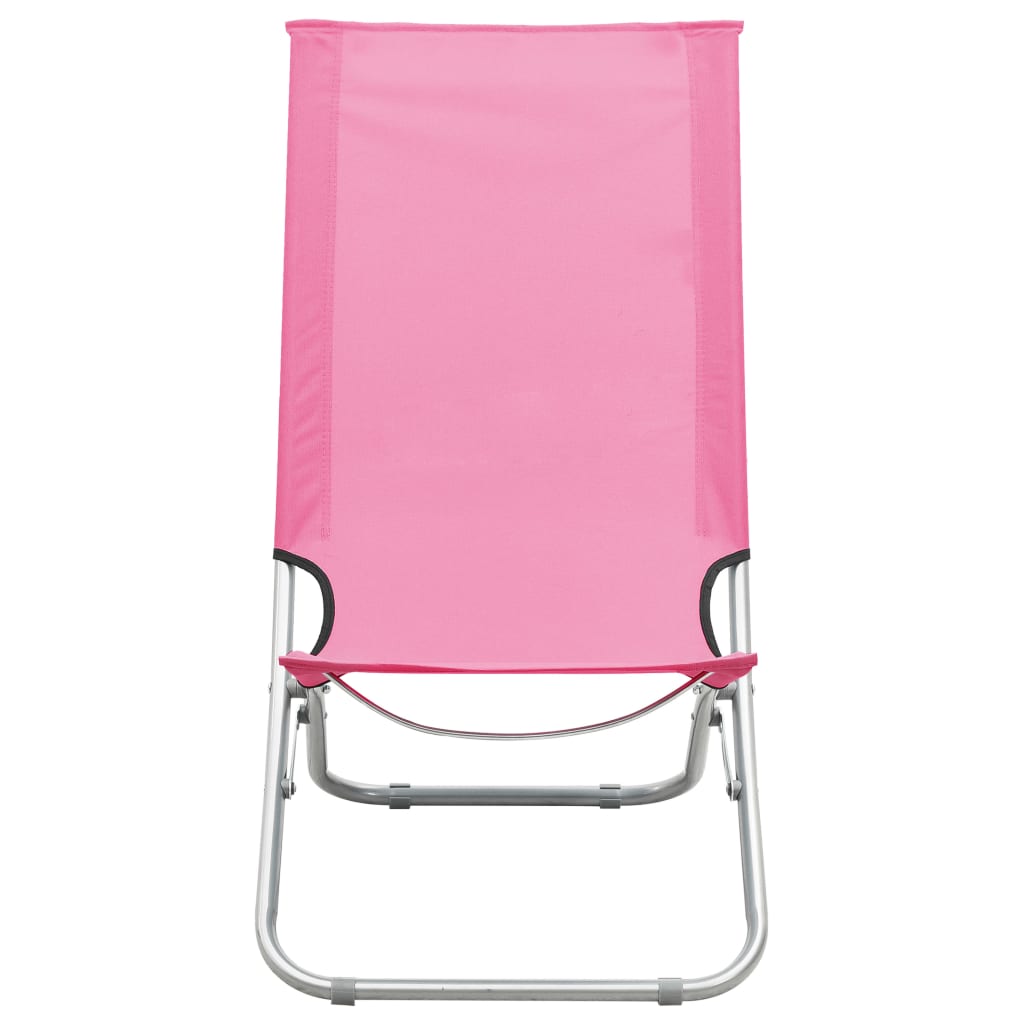 vidaXL Sammenleggbare strandstoler 2 stk rosa stoff