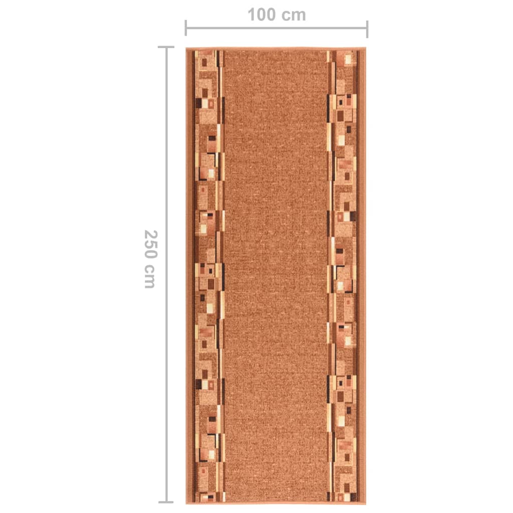 vidaXL Teppeløper 100x250 cm sklisikker brun