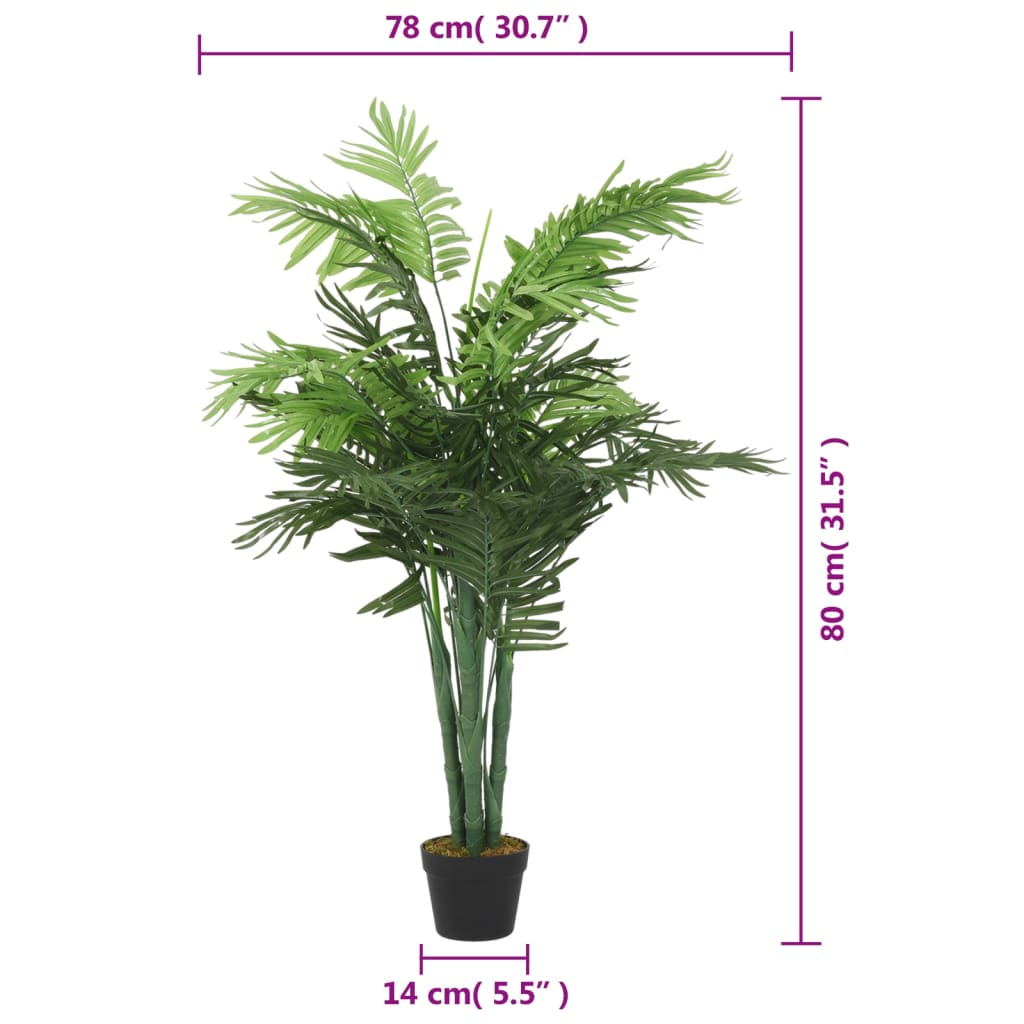 vidaXL Kunstig palmetre 18 blader 80 cm grønn