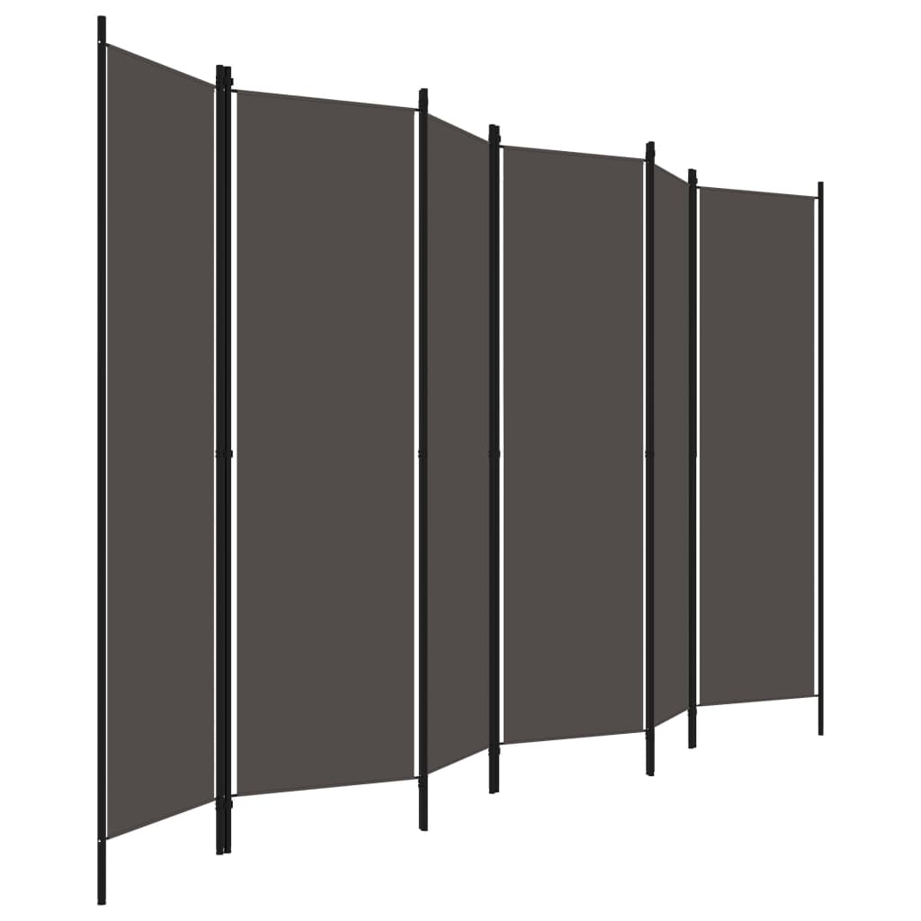 vidaXL Romdeler med 6 paneler antrasitt 300x180 cm