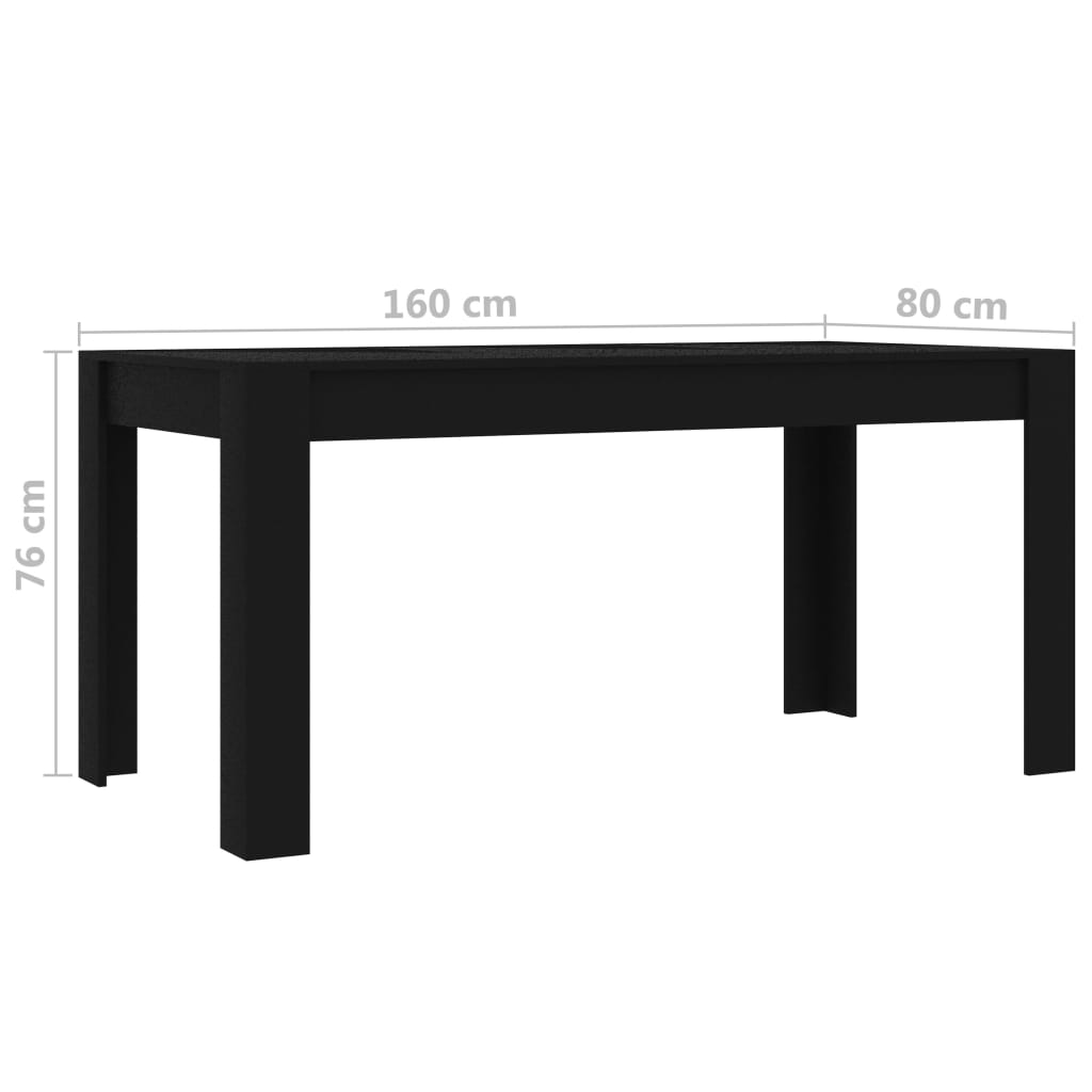 vidaXL Spisebord svart 160x80x76 cm sponplate