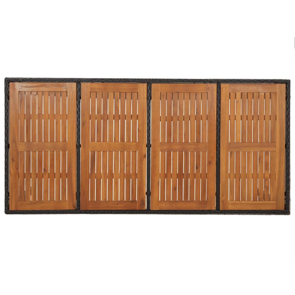 vidaXL Hagebord med treplate svart 190x90x75 cm polyrotting