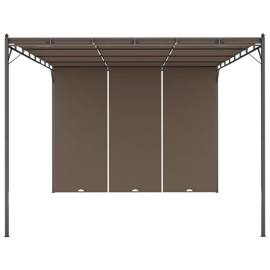 vidaXL Hagepaviljong med sidegardin 4x3x2,25 m gråbrun