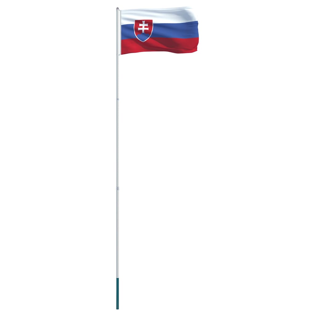 vidaXL Slovakisk flagg og stang aluminium 4 m