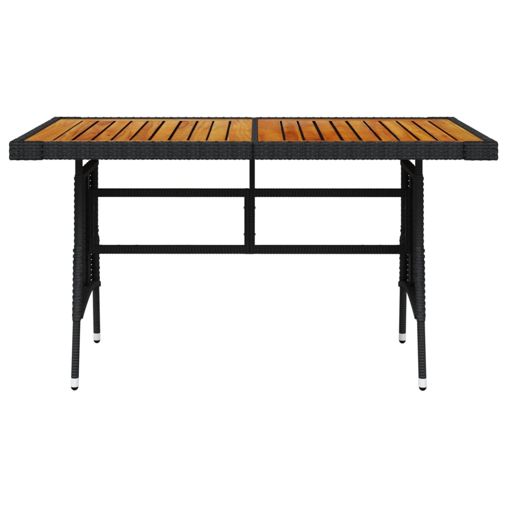 vidaXL Hagebord svart 130x70x72 cm polyrotting og heltre akasie