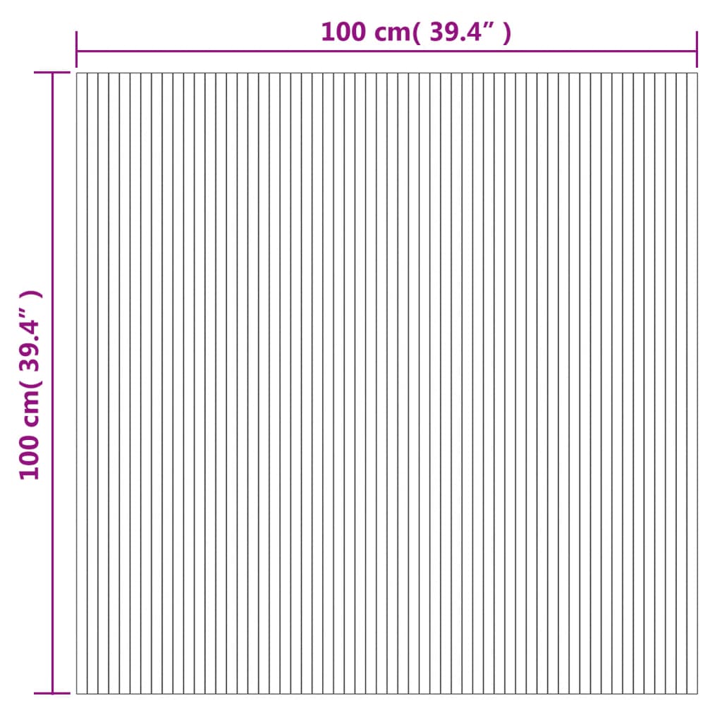 vidaXL Teppe rektangulær lys naturell 100x100 cm bambus