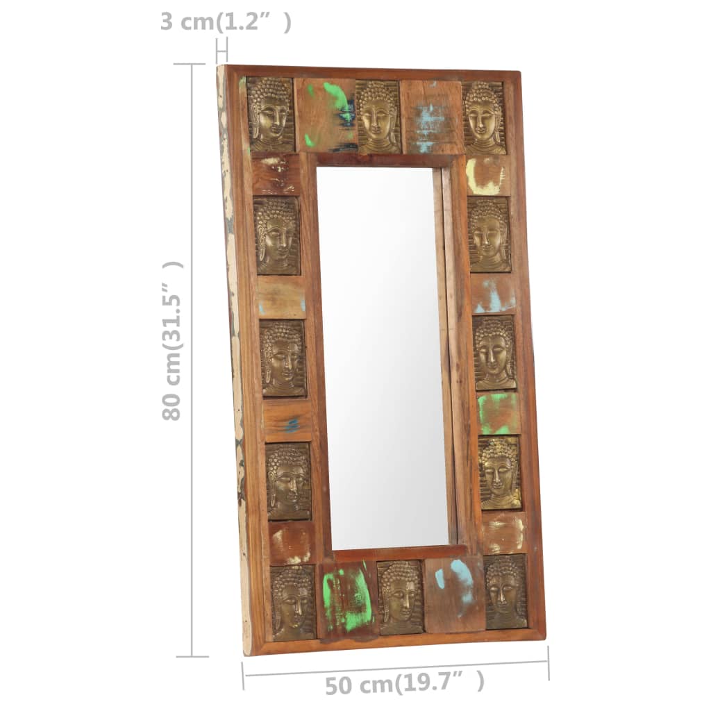 vidaXL Speil med Buddha-motiver 50x80 cm gjenvunnet tre