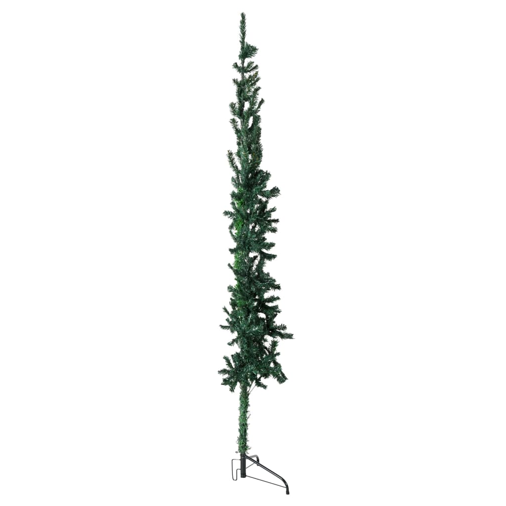 vidaXL Kunstig halvt juletre med stativ slankt grønn 120 cm