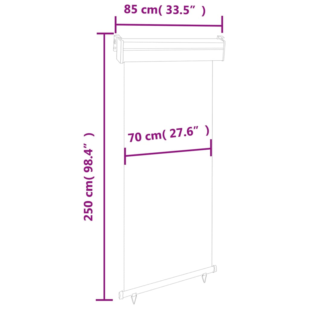 vidaXL Sidemarkise for balkong 80x250 cm kremhvit