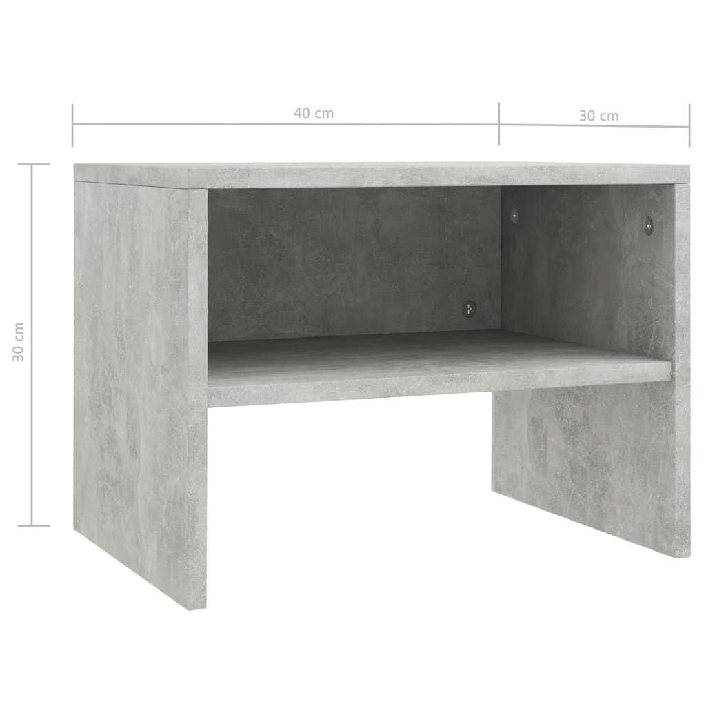 vidaXL Nattbord 2 stk betonggrå 40x30x30 cm sponplate