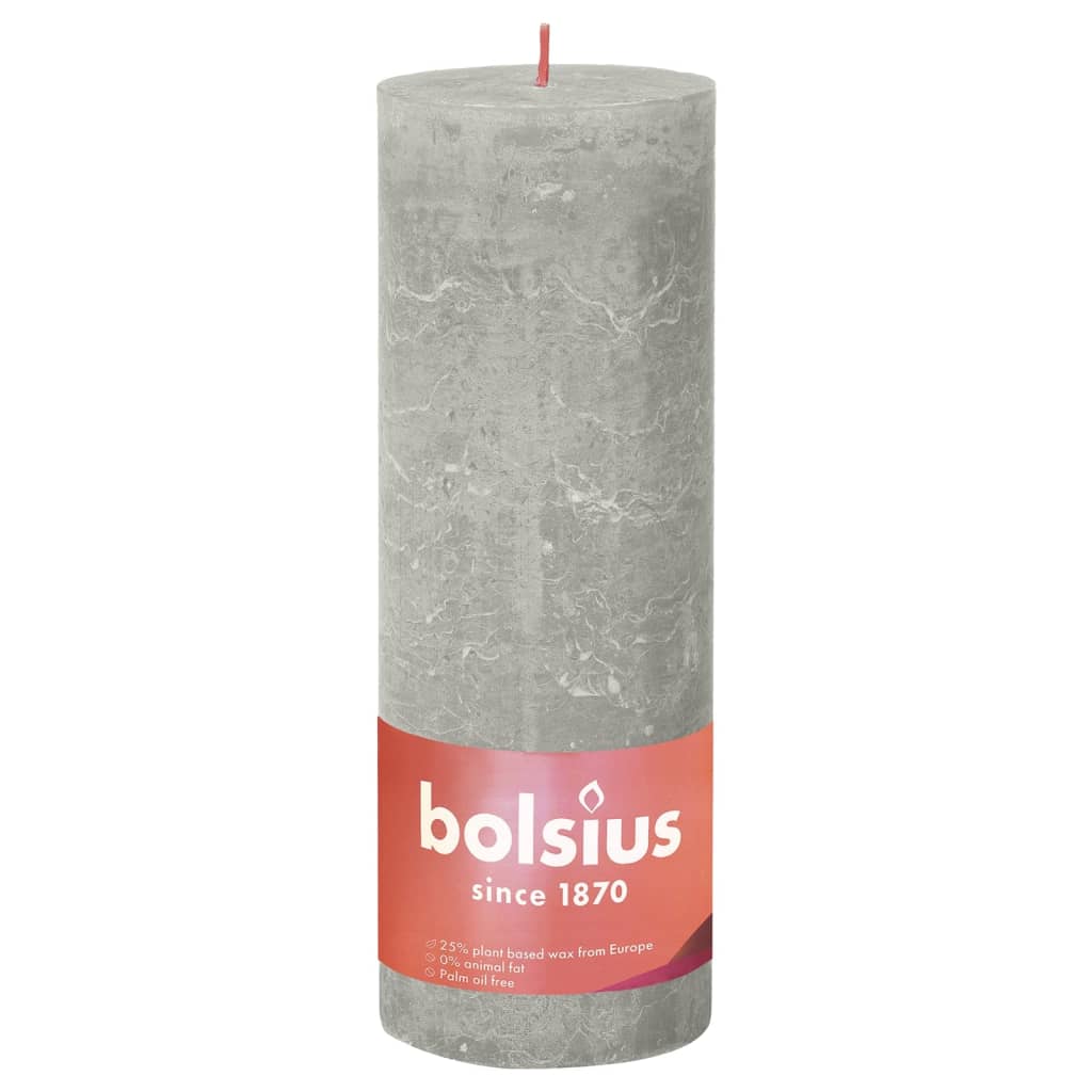 Bolsius Rustikke søylelys Shine 4 stk 190x68 mm sandgrå