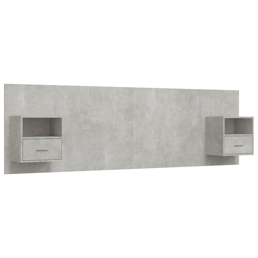 vidaXL Sengegavl med skap betonggrå konstruert tre
