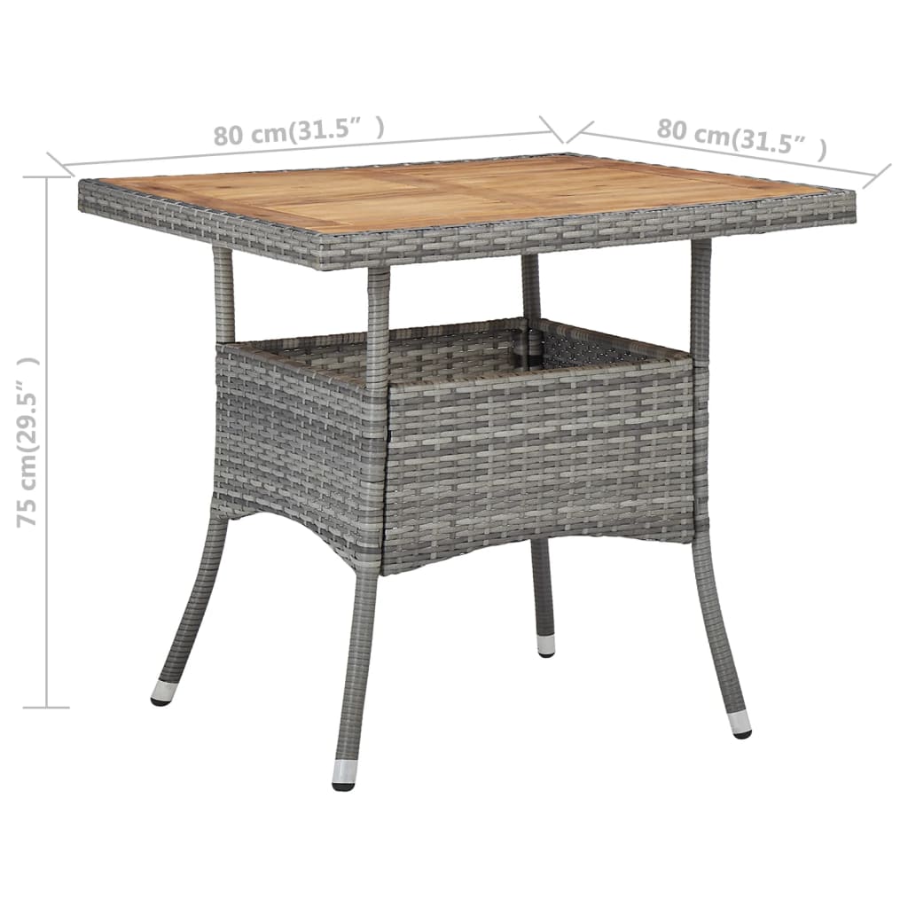 vidaXL Utendørs spisebord grå polyrotting og heltre akasie
