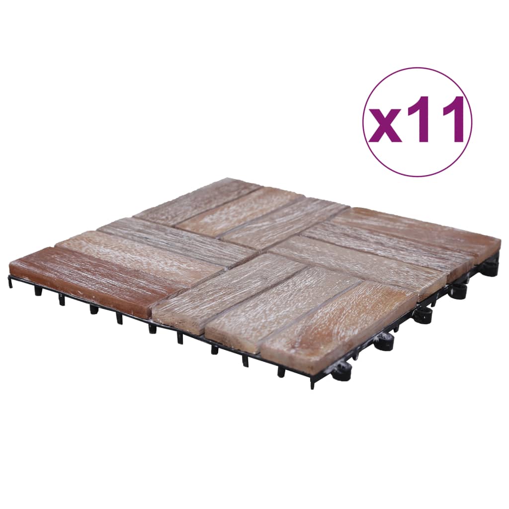 vidaXL Terrassebord 11 stk 30x30 cm gjenvunnet heltre