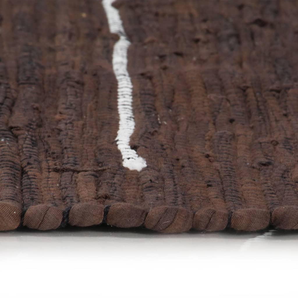 vidaXL Håndvevet Chindi teppe bomull 120x170 cm brun