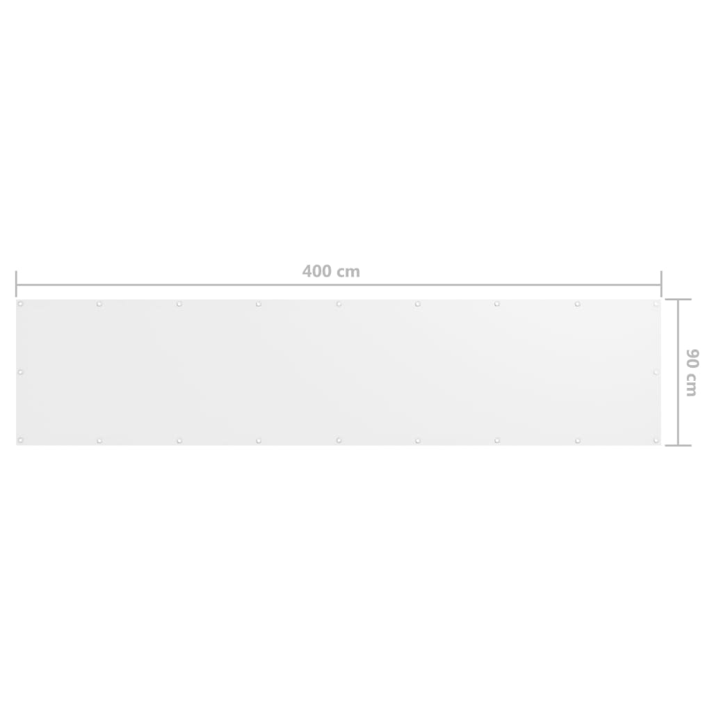 vidaXL Balkongskjerm hvit 90x400 cm oxfordstoff