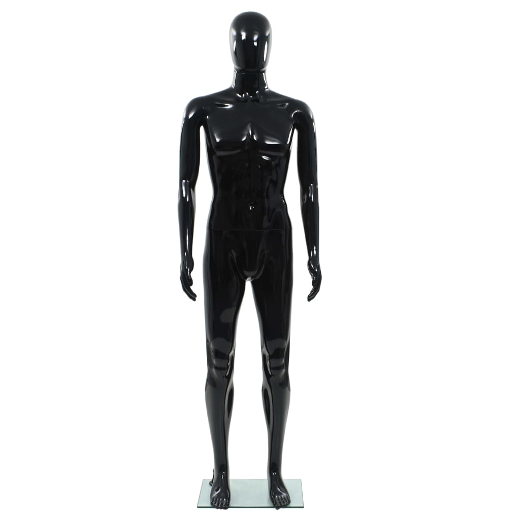 vidaXL Full-body mannlig utstillingsdukke med glass base svart 185 cm