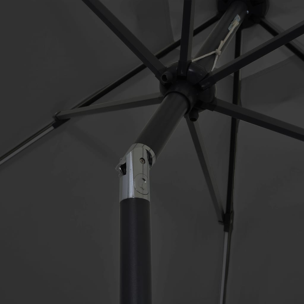 vidaXL Parasoll med LED-lys og aluminiumsstang 300 cm antrasitt