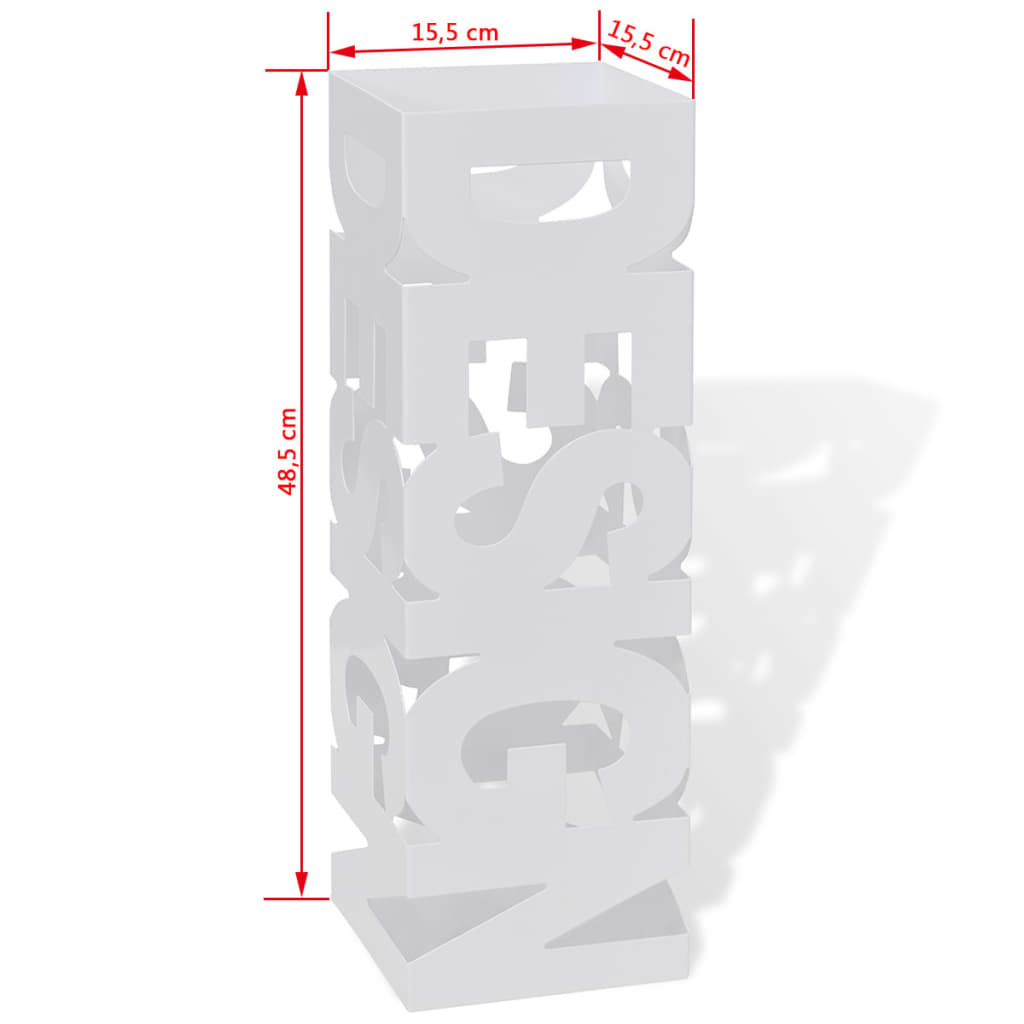 Hvit kvadratisk Paraplyholder Stokk i stål 48,5 cm