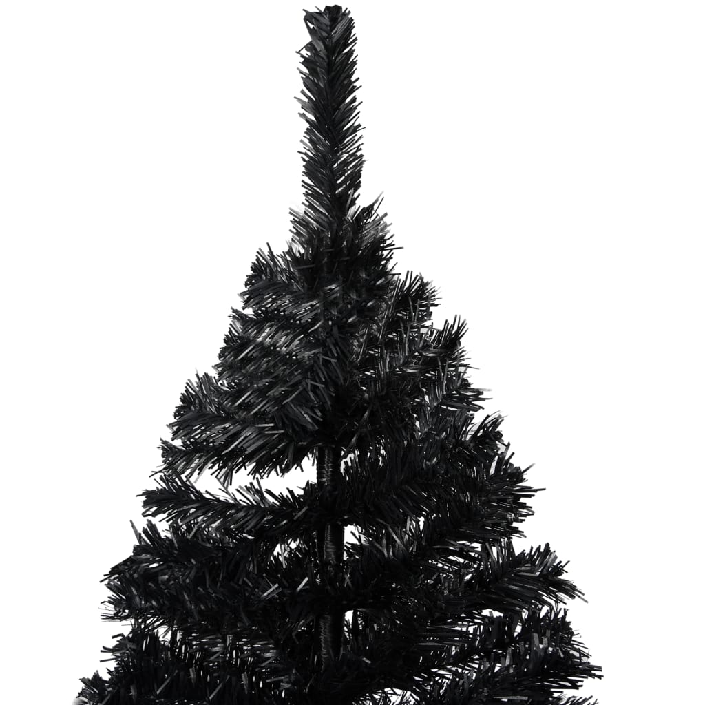 vidaXL Forhåndsbelyst kunstig juletre med stativ svart 210 cm PVC